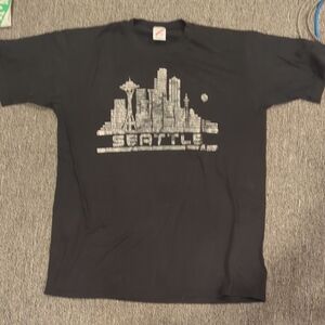 Jerzees Black Seattle Skyline Short Sleeve Tee